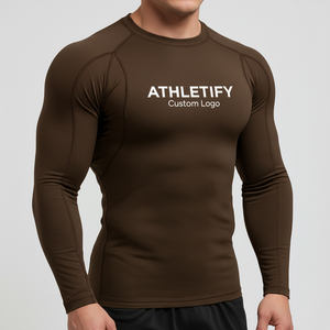 Léger hommes Rashguard Logo personnalisé chemise de Compression à séchage rapide vêtements de sport athlétiques confortables pour l'entraînement physique - Product Image 1