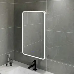 Frontlit Anti Fog 3 Colors Dimmable Medicine Washroom Toilet Led Lights Bathroom Mirror With Cabinet Storage