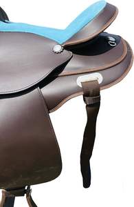 Selle Western équestre classique personnalisée de haute qualité avec arbre en fibre Logo personnalisé pour l'équitation synthétique de piste de course de baril - Product Image 3