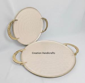 Plateau de service en métal moulé en aluminium au design moderne, best-seller, plateau à dessert, plateau à chocolat pour le Ramadan, Noël, usage domestique - Product Image 1