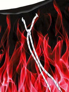 Shorts de sport décontractés en toile grande taille pour hommes, respirants, avec motif de flamme, pour les activités de plein air, grande taille - Product Image 2