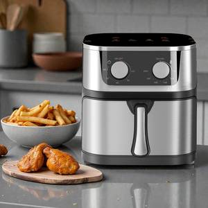 Friteuse à air électrique 8L grande capacité sans huile en acier inoxydable, design classique et moderne à double panier pour une cuisine saine à la maison et en voiture - Product Image 5