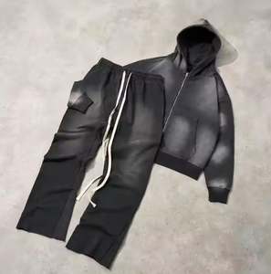 Chándal de lavado ácido de calidad Superior para hombre, hecho en fábrica, precio razonable, chándal de algodón para correr para hombre - Product Image 2