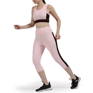 Haute qualité femmes Fitness & Yoga ensembles 2pc sans couture vêtements de sport motif solide Shorts d'entraînement vêtements d'exercice - Product Image 2