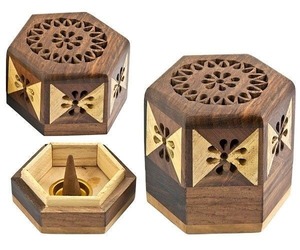 Multicolor Resin and Wood <b>Bakhoor</b> <b>Burner</b>, Handmade <b>Electric</b> Incense <b>Burner</b> Ideal for Weddings, Gifting, and Home Fragrance Use - Product Image 1