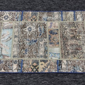 Alfombra Turca Vintage Pequeña de 1.9x5.6 pies, Alfombra de Lana Azul Herki - Product Image 5