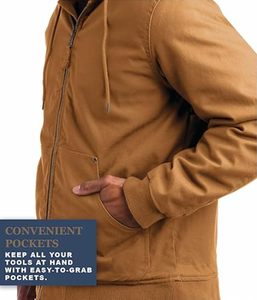 Chaquetas Acolchadas de Lona para Hombre Bass Creek Outfitters, Precio de Fábrica, Cuello Alto, Capucha, Resistentes al Viento, Mangas con Puños Acanalados, Otoño - Product Image 3