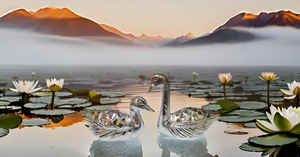 Statues modernes de canard/cygne baiser Belle aluminium pour les sculptures d'oiseaux d'amour Vastu Feng Shui Symbole de l'amour - Product Image 2