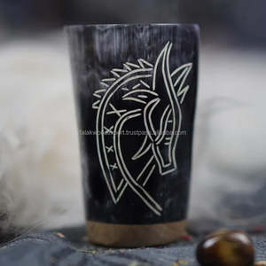 ถ้วย Karvin ทรงเขาควายงานทำมือคุณภาพระดับพรีเมี่ยม100% สีธรรมชาติทนทานดีไซน์โบราณ BH-314งานฝีมือดีไซน์แบบ Buraq Handicrat - Product Image 1