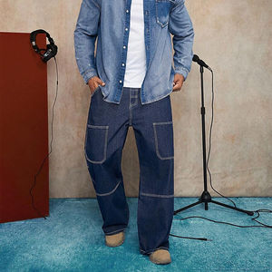 Pantalon en jean 100% coton à séchage rapide, coupe large, denim délavé, pantalon en jean pour homme, très demandé - Product Image 1