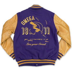 OMEGA PSI PHI Veste universitaire premium 100% coton enduit, respirante, avec coque en soie, style universitaire classique, pour hommes et femmes, en gros - Product Image 2