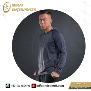 Camisetas y camisetas con cuello con capucha de secado rápido para hombre, camiseta de entrenamiento con capucha ajustada de manga larga para hombre, camisetas de primavera para correr - Product Image 3
