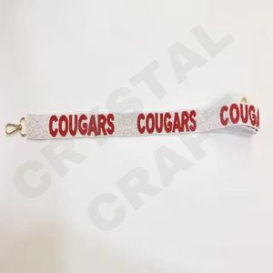 Lutte Texas personnalisé or blanc perle de rocaille sac sangles 'crochet Em cornes' accessoire à la mode perlé sac à main sangle - Product Image 3