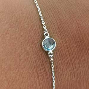 Handmade 925 Sterling <b>Silver</b> <b>Bracelet</b> with Blue Topaz Fashion Charm <b>Bracelets</b> - Product Image 3
