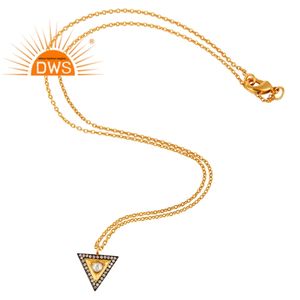 Collar con Colgante de Piedra Preciosa de Cuarzo Natural Chapado en Oro Latón, con Cadena de Eslabones, Fabricante de Joyería Semifina, Superventas - Product Image 4