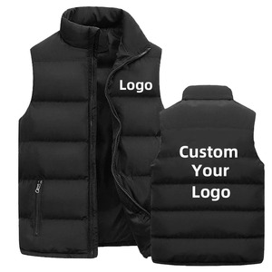 Custom Men's Waistcoat & <b>Jackets</b> Thick Stand Collar Solid Color Canvas Duck Winter <b>Jacket</b> Logo Pattern Decoration Cotton Vest - Product Image 2