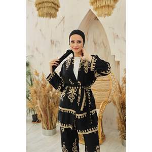 Marina Patterned Viscose Hijab 2 Piece Set Mink - Product Image 5