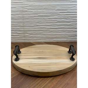 Plateau de service et assiette en bois de grande taille avec lot de 3 Plateau de service en bois polyvalent pour les fêtes et la maison - Product Image 4