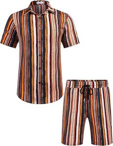 Nouvelle mode d'été Ensemble 2 pièces pour hommes Survêtements respirants Décontractés Manches courtes T-shirt uni + short Pantalon - Product Image 1