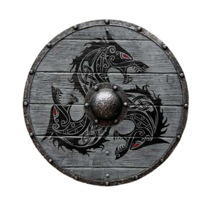 Armadura de escudo redondo de Guerrero Medieval, armadura templaria de madera y acero, dragón vikingo - Product Image 1