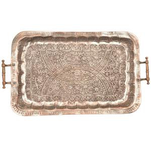 Plateau de service rectangulaire martelé en cuivre pur de la meilleure qualité, fait à la main, écologique, plat en métal, accessoire antique pour la maison et la cuisine - Product Image 6