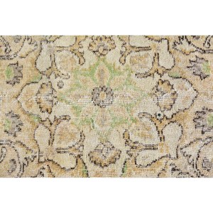 Tapis turc vintage grande surface 4.8x8,4 pieds classique vert beige patchwork design fait à la main laine latex pour couloir chambre décor - Product Image 5