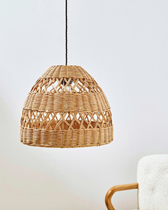 Bell Shape Handwoven Rattan Pendant <b>Lamp</b> <b>Natural</b> Wicker Hanging <b>Light</b> For Artistic Boho Farmhouse Interior OEM ODM Wholesale - Product Image 1