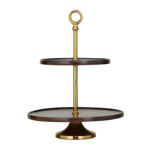 Nuevo Soporte para Tartas de Metal Ecológico Apto para Lavavajillas, Recubierto en Negro y Dorado, de 2 Niveles, para Decoración de Mesa en Fiestas y Hoteles - Product Image 1