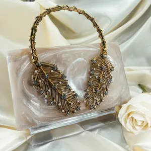 Exports Quality Elegant Acrylic Resin Clutch Bag <b>Transparent</b> <b>Designer</b> Evening Party <b>Handbag</b> And Brass Handle Mast Design - Product Image 1