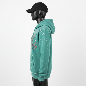 Sudadera con Capucha para Mujer, Algodón Premium, Felpa de Poliéster, Color Verde Azulado, Transferencia de Calor con Pedrería, Logotipo Personalizado, Sudaderas Básicas para Mujer - Product Image 3