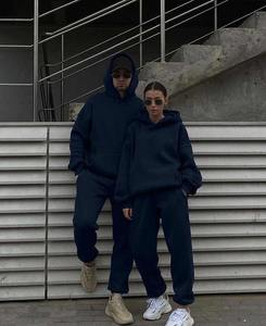 OEM Wholesale Unisex Custom Logo Fleece Tracksuit Set High Quality Long Sleeve <b>Hoodies</b> Sweatpants Plus Size Options Available - Product Image 6