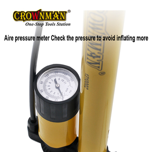 Crownman thép carbon ống đôi với phong vũ biểu xe đạp xe lốp Inflator với phong vũ biểu bơm tay - Product Image 4