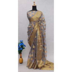 Blusa de Organza con tejido para mujer, blusa de tejido de Zari, tejido a la moda, fabricante de moda - Product Image 1