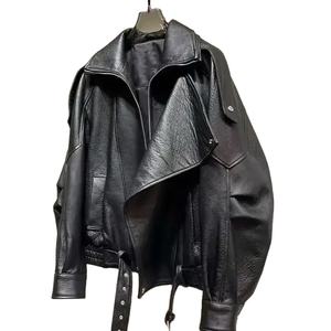 Hip Hop Fashion PU Leather <b>Jacket</b> Wholesale Oversized Stylish Woman <b>Jacket</b> Casual Streetwear Zipper <b>Women</b> <b>Jacket</b> - Product Image 2