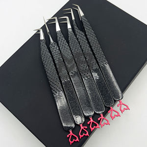 Pinzas profesionales para extensión de pestañas con nuevo diseño, mango de agarre de corazón, pinzas para pestañas, pinzas de acero inoxidable con logotipo personalizado - Product Image 2