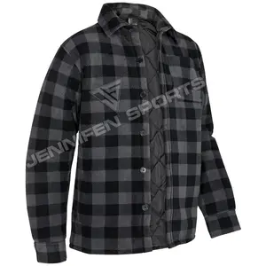 Custom Flannel Shirt Material 100% Polar Fleece Fabric Long Sleeves Chest Pocket Button's Closing Inside Quilted Lining