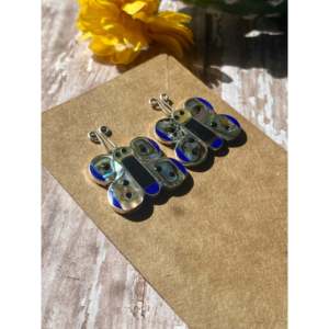 Zuni Handmade Multi-Stone & <b>Sterling</b> <b>Silver</b> Butterfly Post Earrings <b>Stud</b> Type - Product Image 2