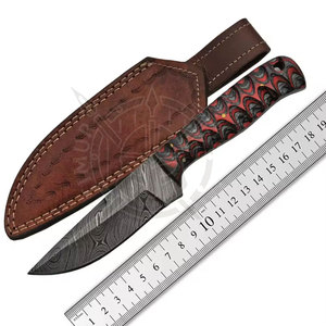 Cuchillo de Caza de Alta Calidad con Logotipo OEM, Acero de Damasco, Mango de Madera, Supervivencia, Camping, Táctico, Orificio para Cordón, Garantía de 3 Años - Product Image 1