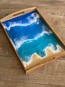 Bandeja de servicio de epoxi de resina hecha a mano COOLEST, artículos esenciales de cocina únicos para el hogar, restaurante, Hotel, bandejas decorativas para servir - Product Image 3