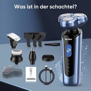Rasoir rotatif rechargeable USB sans fil 5 en 1 pour homme, rasoir électrique facial humide/sec, étanche, kit portable pour la maison - IPX7 - Product Image 3