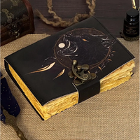 Carnet de croquis fait main en cuir Black Wolf, 200 pages, papier vintage à bords festonnés, journal imprimé, cadeau, carnet de dessin 5x7