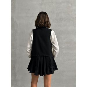 Topshow Women's <b>Black</b> Sequin Vest Wholesale Product Elegant <b>Waistcoat</b> - Product Image 1