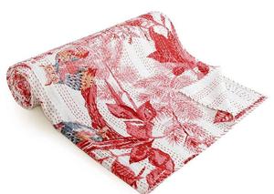 Costura a mano Reversible Kantha edredón estilo indio impreso algodón acolchado hecho a mano antiguo Vintage Kantha colcha edredones - Product Image 3