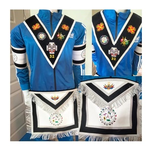 Scottish Rite 32nd Degree <b>Apron</b> With Embroidery Collar & Cuff's <b>Black</b>- Silver Hse - Product Image 1