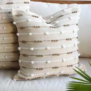 Beige gris multicolor tejido a mano algodón bucle decorativo funda de cojín 18x18 20x20 tussle Boho textura hogar Hotel personalizable - Product Image 1