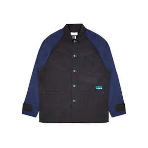 Veste tissée imperméable zippée pour homme Facetasm, style vêtement de travail automne, coupe-vent à capuche, motif toile et cuir, finition simple - Product Image 1