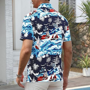 Camisa de Playa de Manga Corta con Estampado por Sublimación, Tejida, Ecológica, de Secado Rápido, con Diseño de Flores Hawaianas para Hombre, Novedad de Verano 2025 - Product Image 6