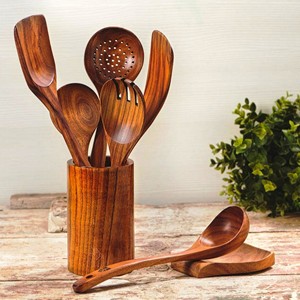 Juego de utensilios de madera o tabla para servir Juego de servidor de ensalada de madera y resina más vendidos y utensilios Artículos hechos a mano - Product Image 2