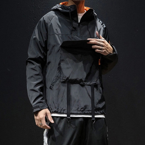 Best Quality New Arrival Wholesale Custom Logo <b>Half</b> Zipper <b>Men</b> Hooded Streetwear Windbreaker <b>Jackets</b> - Product Image 4