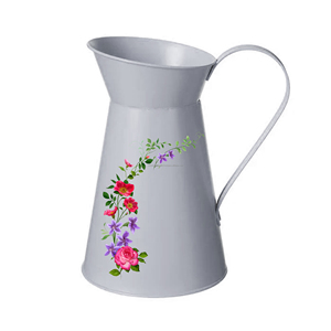 Charmante pichet en métal galvanisé jaune renoncule avec motif floral avec poignée pichet à eau parfait pour une utilisation à la maison - Product Image 4